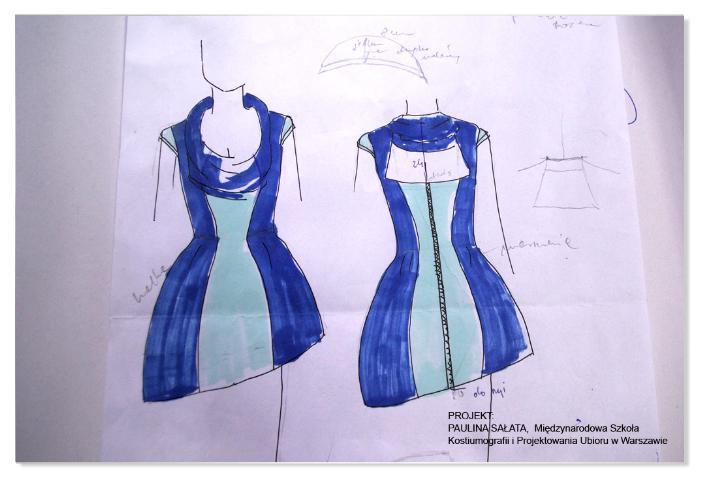 Sukienka wykonana wg projektu Pauliny Sałaty z MSKiPU